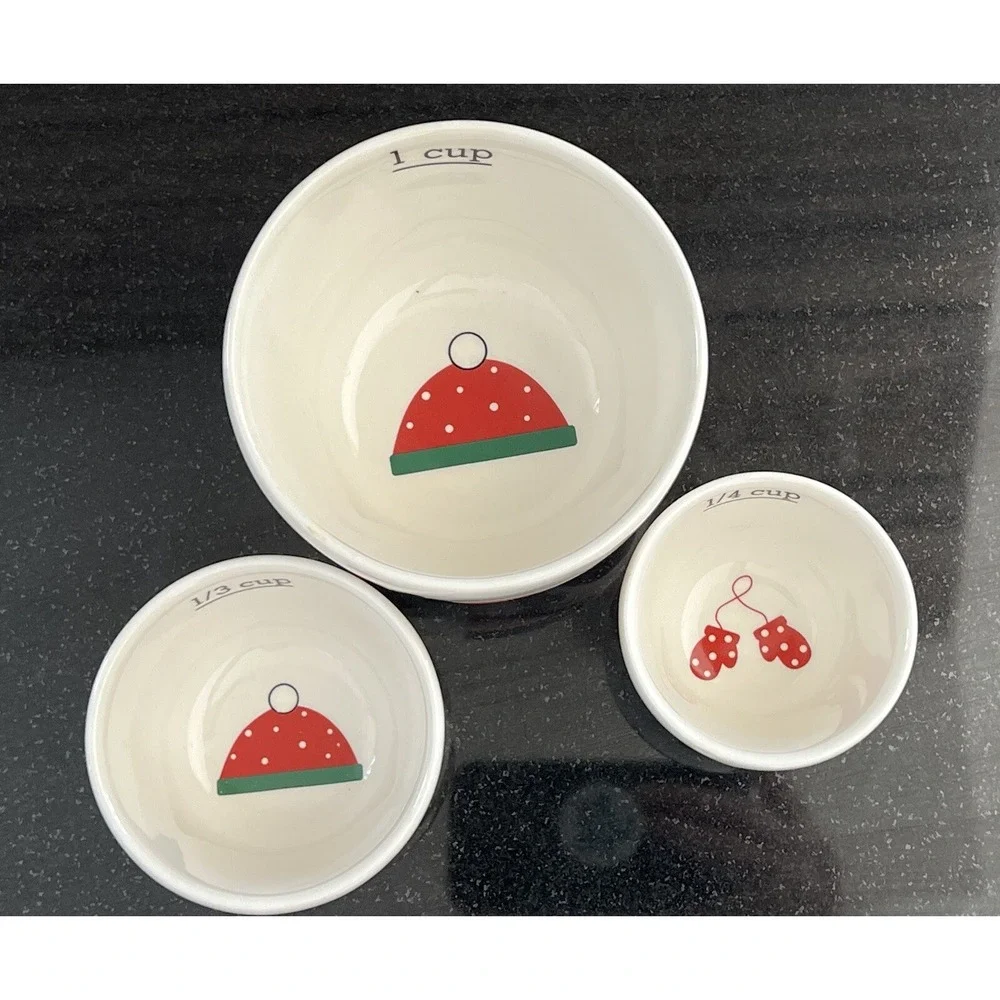 Snowman Measuring Cup‎ Set by Sur La Table Nesting Bowls Snowman Face Set of 3